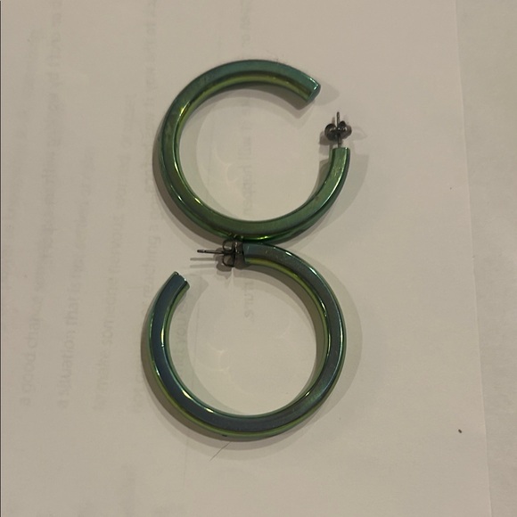 Stephanie Gottlieb Large Green Hoop Earrings